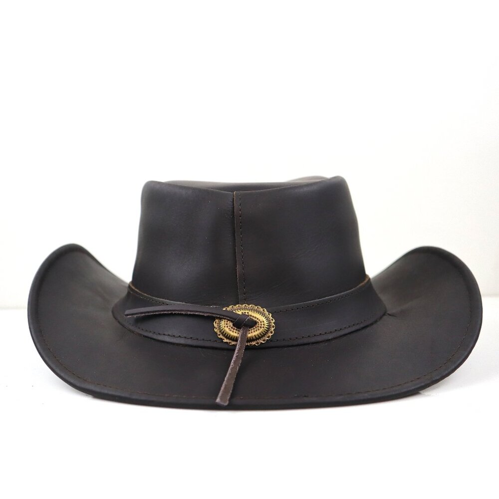 Stellman Leather Hat Cowboy Handmade Western Dust & Hide Travel Hat Boho Unisex